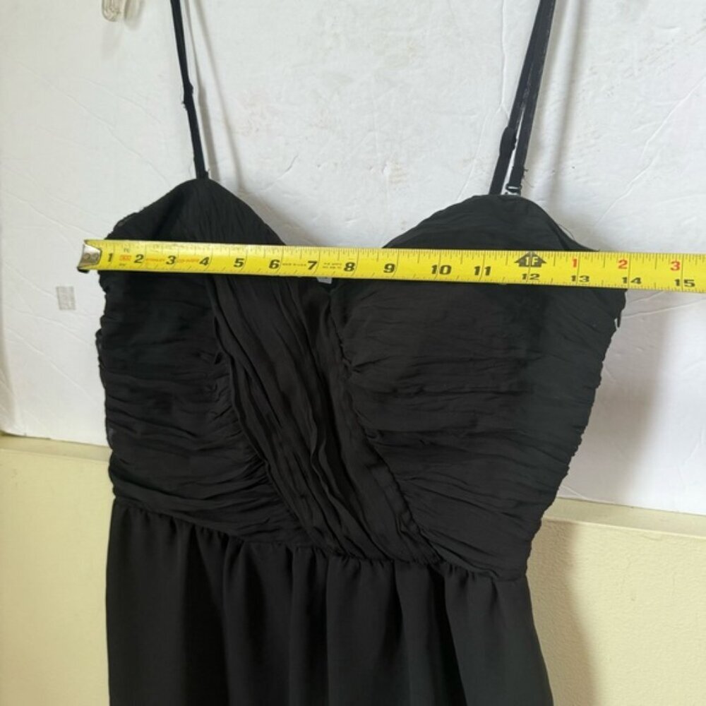 Guess NWOT Chiffon Evening Dress Ruched Sweetheart Faux Wrap Skirt Ruffle Draped - Picture 13 of 16